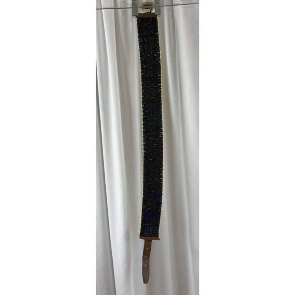 Loft Woven‎ Stretch Belt Yellow Tan Brown Braided Cinch L Bohemian Chic 70-02-01 - Picture 13 of 14